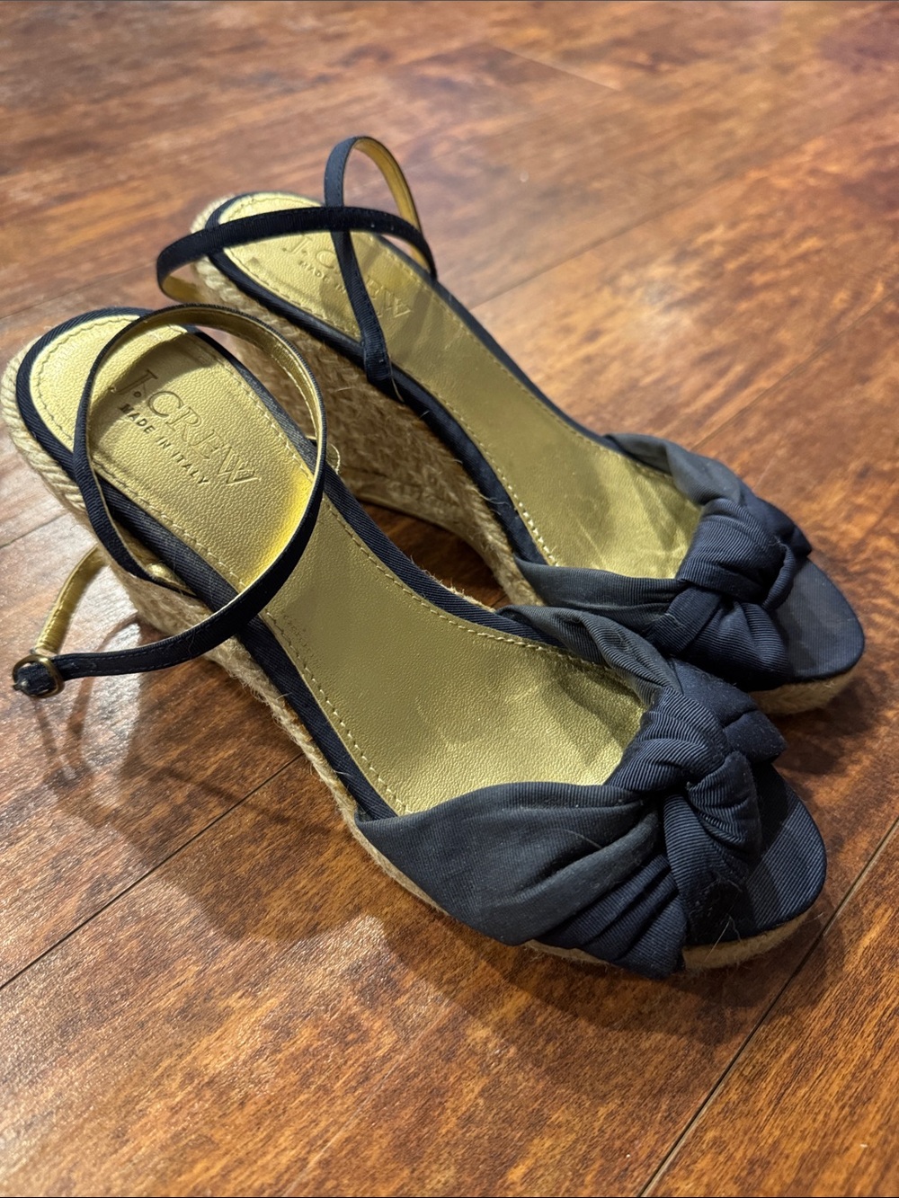 J. Crew Navi blue Knotted Espadrille Wedge Sandals